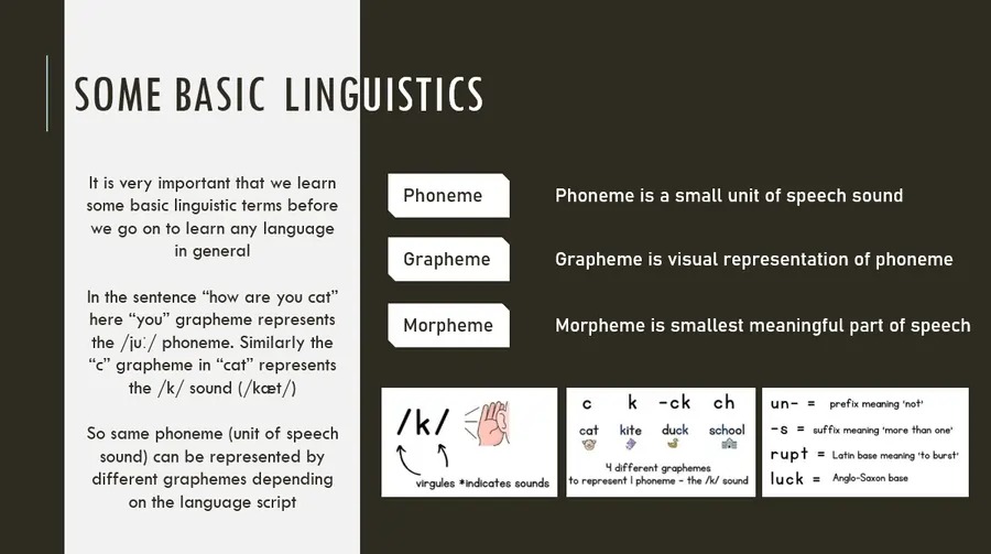Phonemes vs Graphemes vs Morphemes