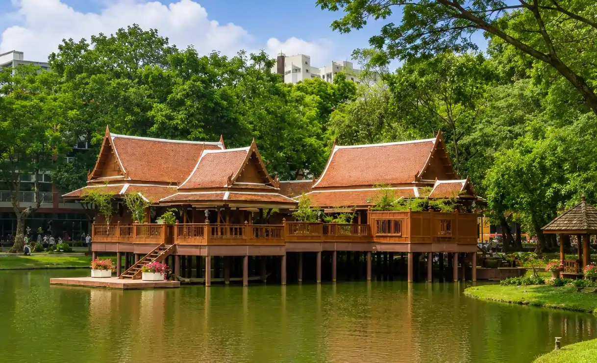 A Tai-style stilt house in Central Thailand