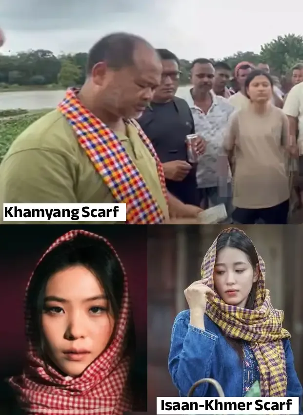 Similarities between Pha Mai of Khamyang and Pha Kao Ma of Isaan and Krama of Khmer