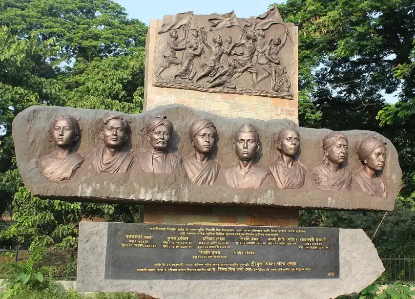 From Left to Right. Some Famous Freedom Fighters from Assam. Kanaklata Baruah, Kuxol Konwar, Maniram Dewan, Piyoli Barua, Kamala Miri, Bhogeswar Phukanani, Piyoli Phukon, Gomdhar Konwar. Except 2, all of them are Ahom